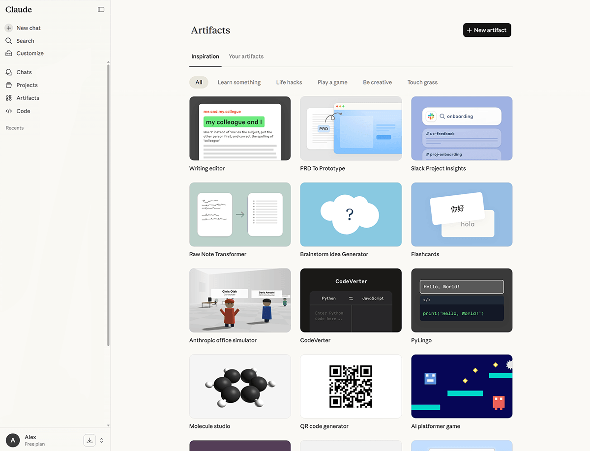 Артефакты - Claude Anthropic